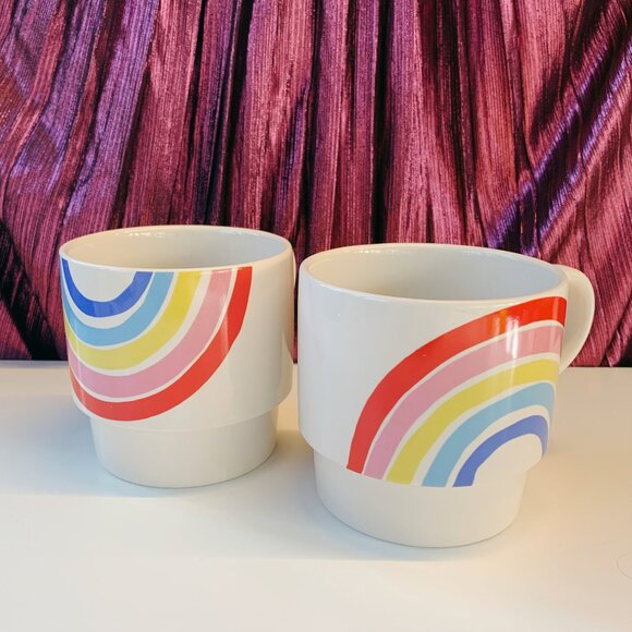 Set of 2 NWT Rainbow Stacking Mugs | Ceramic Mug Set 70s Pride Gift - Picture 11 of 11